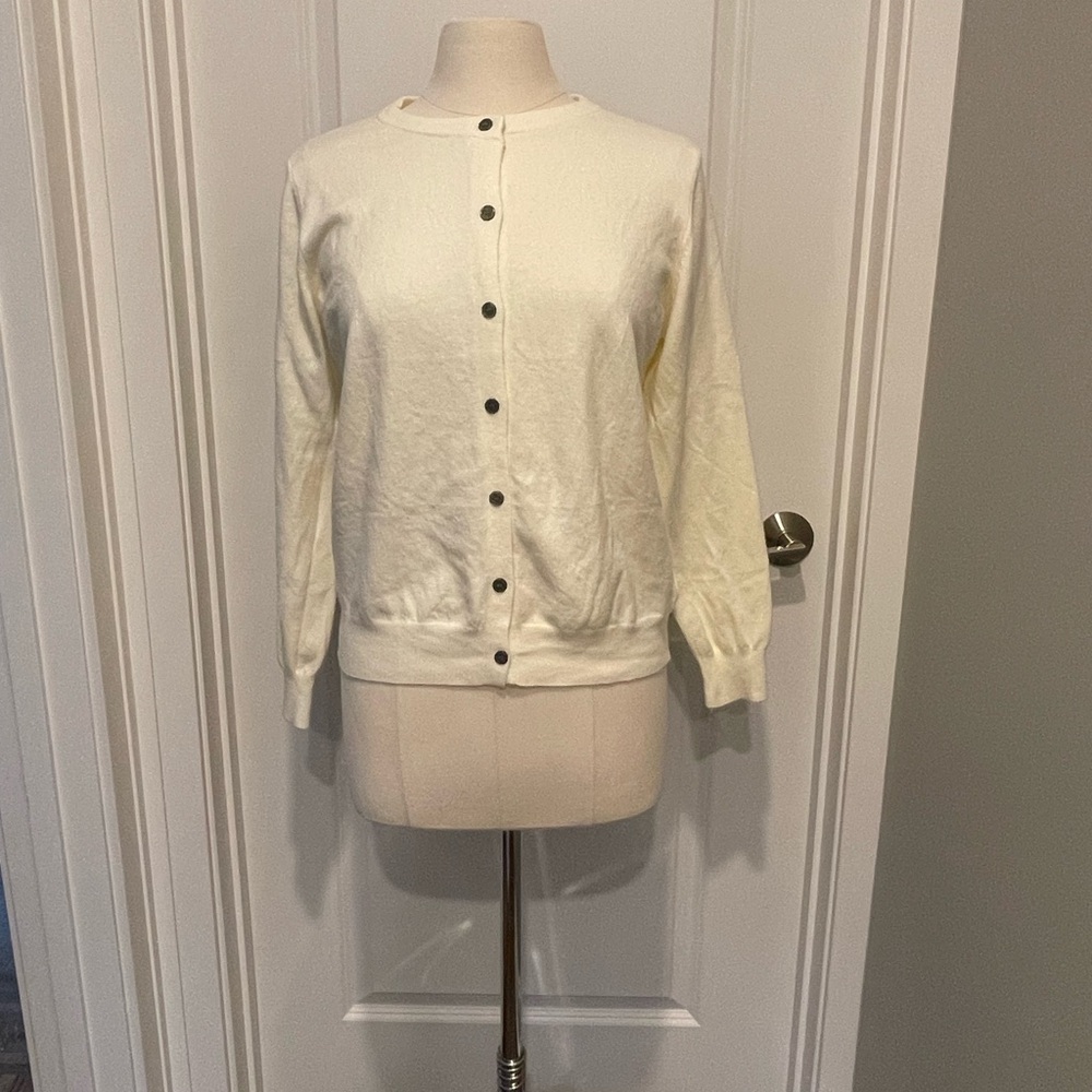 Allegra K Women's Lightweight Crewneck Button Down Long Sleeve Sweater Cardigan